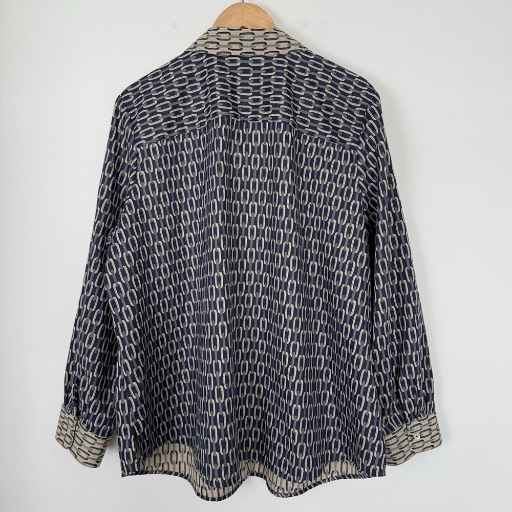 Foxcroft Taylor Stripe Chain Long Sleeve Button Up Womens Size 24W Bit & Bridle - Picture 5 of 8